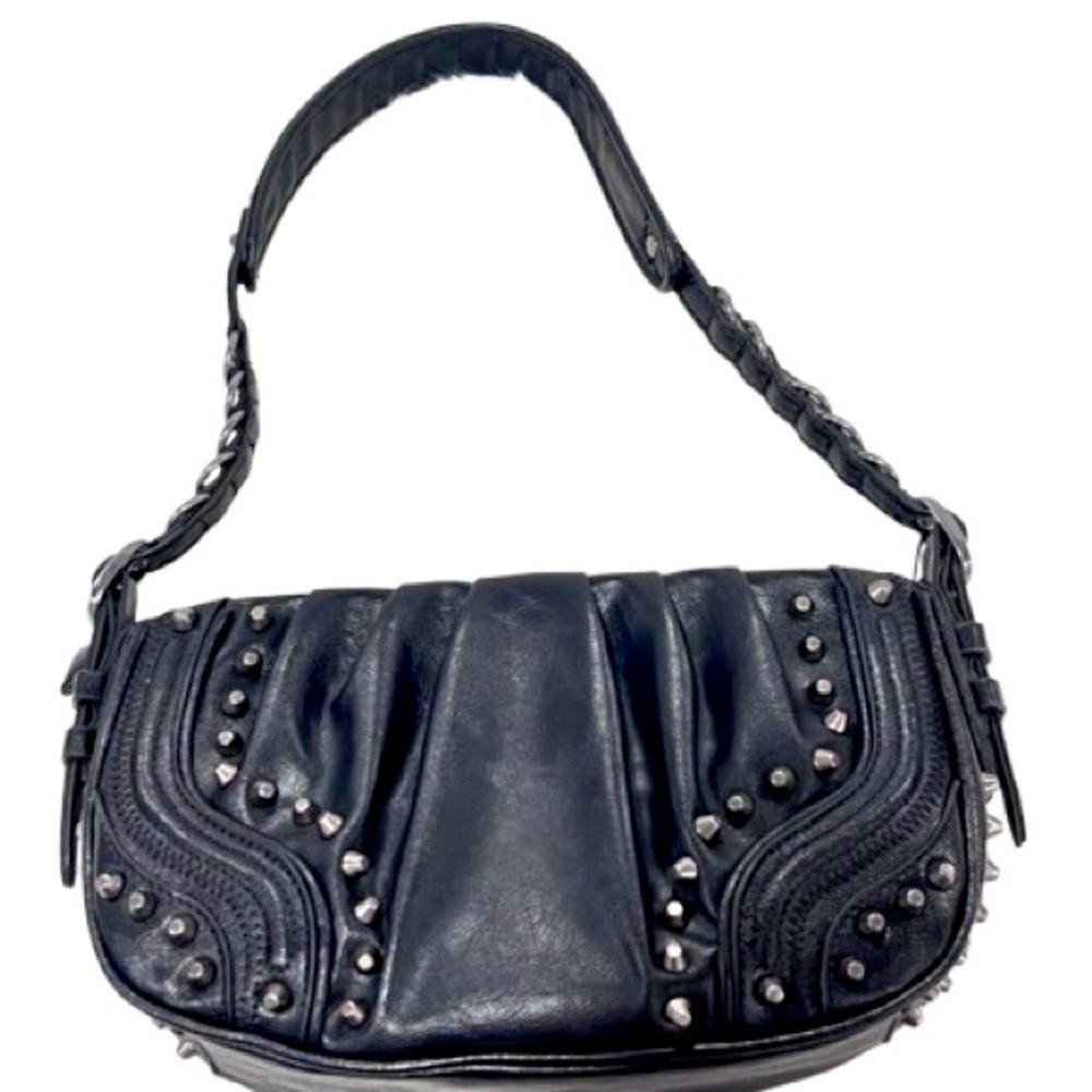 ‼️SOLD‼️ZARA BLACK POLYURETHANE STUDDED SHOULDER BAG. - Picture 2 of 9